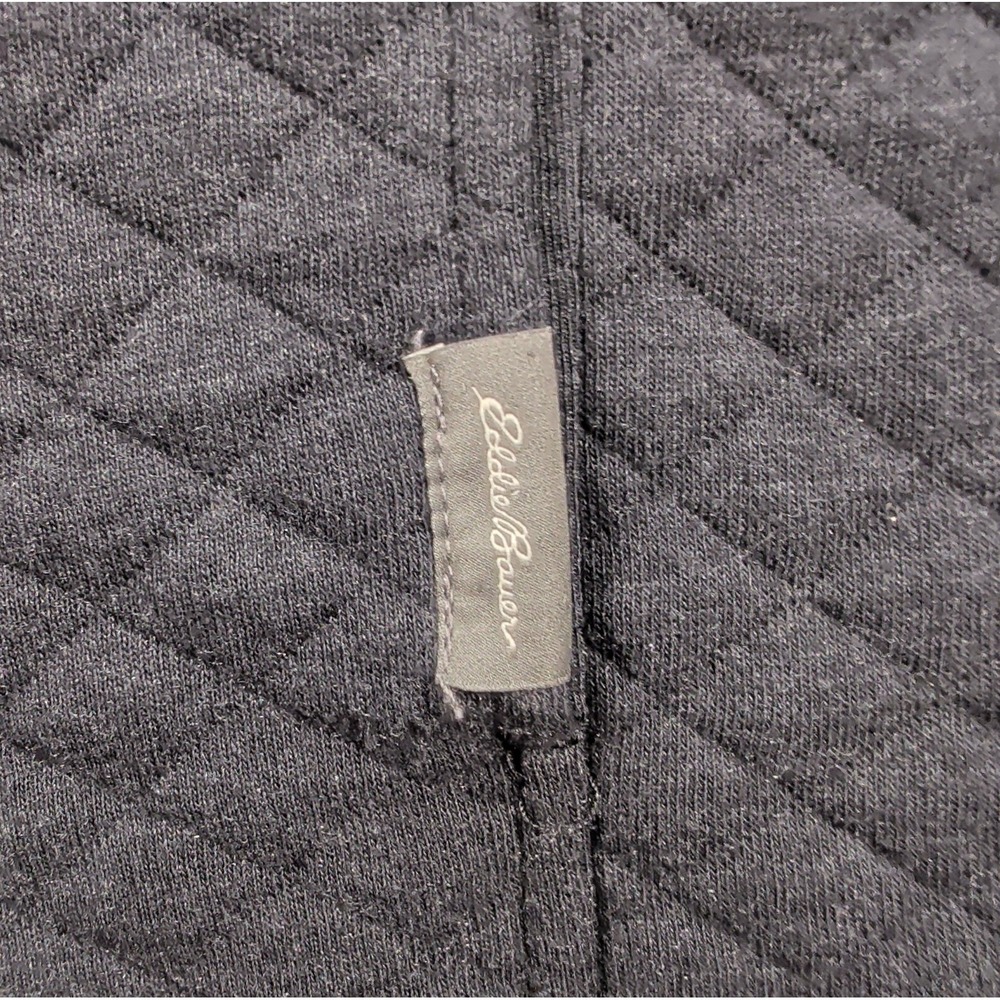 EDDIE BAUER Pullover 1/4 Snap Mock Quilted Black Sz XL Sweater Midweight EUC - Picture 8 of 8